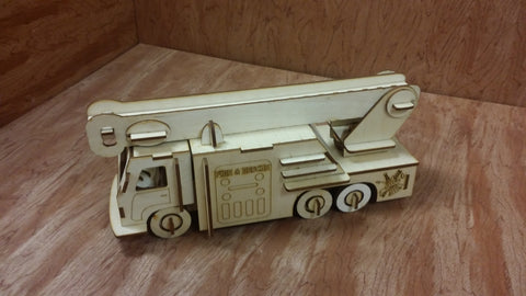 Laser Cut Wooden Model Kit Fire Truck Ages 8+. Customization available! FREE US SHIPPING!