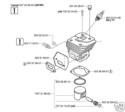 PISTON CYLINDER assembly kit HUSQVARNA 357xp chainsaw