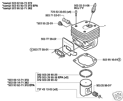 PART PISTON CYLINDER HUSQVARNA 362 chainsaw
