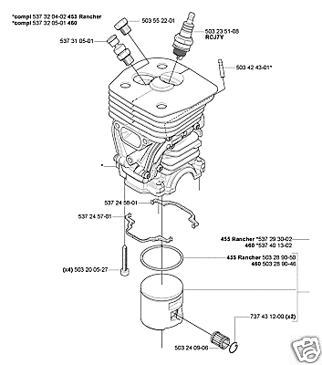 oem kit PISTON CYLINDER HUSQVARNA 455 rancher chainsaw