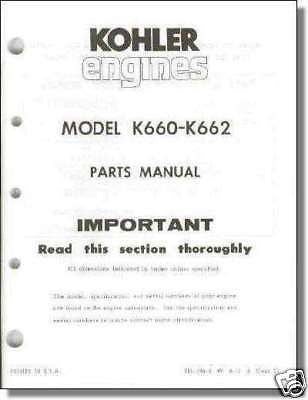 ENS-394-B NEW PARTS Manual For K660- K662 KOHLER Engine