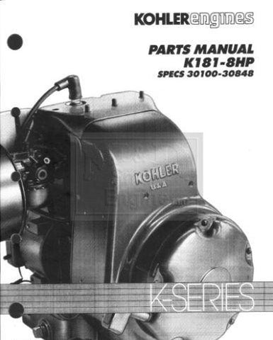 TP-2045-B NEW PARTS Manual K181 KOHLER Engine Spec #'s 30100 - 30848