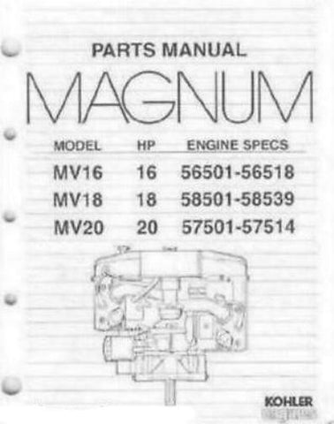 kOHLER TP-2305-B NEW PARTS Manual For MV16 -MV20 KOHLER Engine