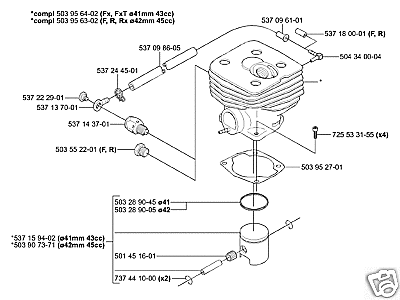 cylinder assembly husqvarna trimmer 343f 343r 343rx