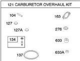 Genuine Briggs & Stratton B&S 498260 Carb Kit Bowl Type 3.5-6.75 HP Vert Shaft