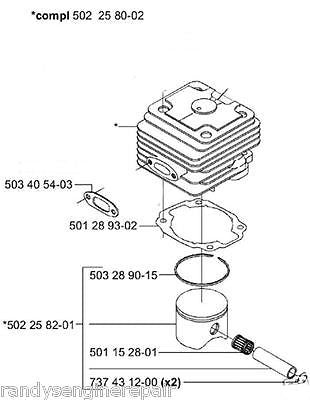 cylinder assembly husqvarna trimmer 265rx 165r 165rx 65