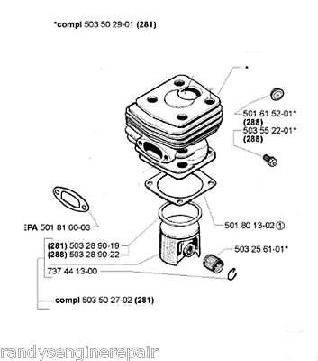 PISTON & CYLINDER Jug Kit HUSQVARNA 281 chainsaw OEM Genuine parts