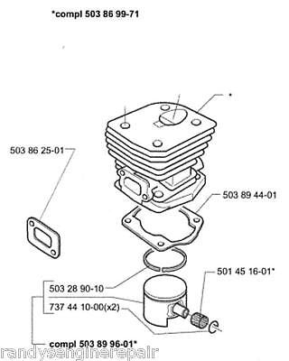 PISTON CYLINDER kit OEM genuine HUSQVARNA 350 chainsaw