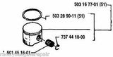 PISTON KIT ASSEMBLY HUSQVARNA 51 50 SPECIAL 503167701