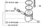 Husqvarna Piston Assembly Part Number 537405902 fits trimmers & hedge clippers