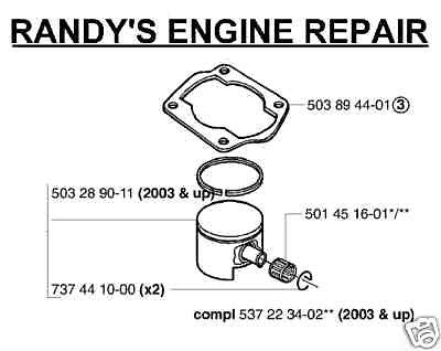 PISTON ASSEMBLY HUSQVARNA FITS ALL 350 MODELS 537223404