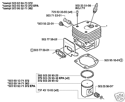 PART PISTON CYLINDER HUSQVARNA 372 EPA chainsaw