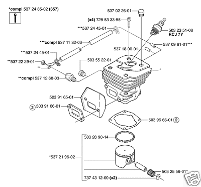 PISTON CYLINDER HUSQVARNA 357xp 357 xp epa chainsaw