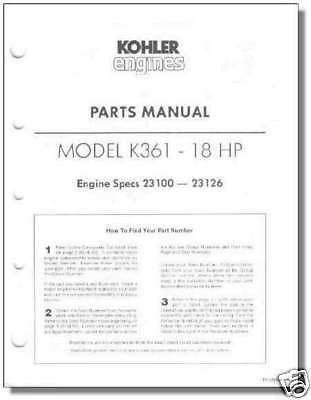 TP-1286-A NEW PARTS Manual For K361 KOHLER Engine