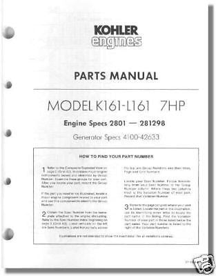 TP-1053-A NEW PARTS Manual For K161 KOHLER Engine