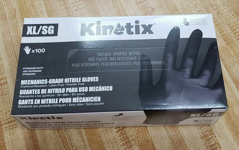 80039 Kinetix 100 Mechanics Nitrile Gloves Size XL 4 mil Standard Duty powder Free