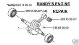 CRANKSHAFT ASSEMBLY 503142074 HUSQVARNA 3120 K 1250 3120k k1250 CHAINSAW SAW