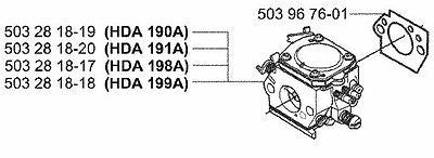 505203001 Carburetor assy Husqvarna 357 359 357xp 359xp epa with mounting gasket