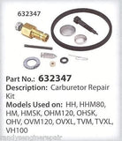 Tecumseh 632347 Replacement Carburetor Repair Kit 8-10hp Hm70 Hm80