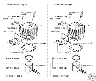 PART PISTON CYLINDER ASSEMBLY HUSQVARNA 371K 503939372