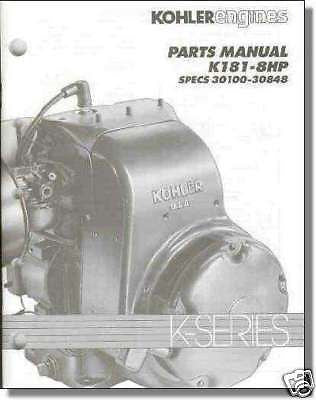 TP-2045-B NEW PARTS List Manual For K181 KOHLER Engine Specs. 30100 - 30848