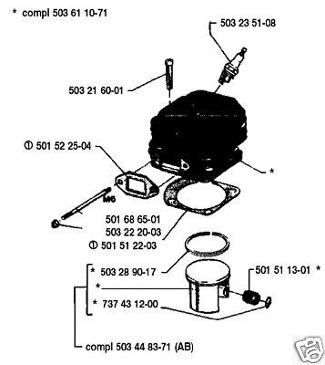 PISTON & CYLINDER  Kit HUSQVARNA 66, 268 chainsaw