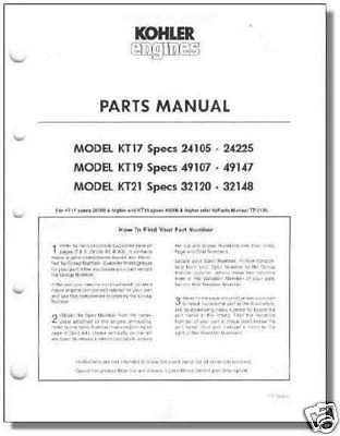 TP-1303-C PARTS Manual For KT-Series 1 KOHLER Engine